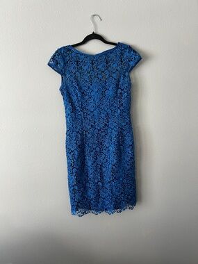 Adrianna Papell size 8 blue lace sheath dress